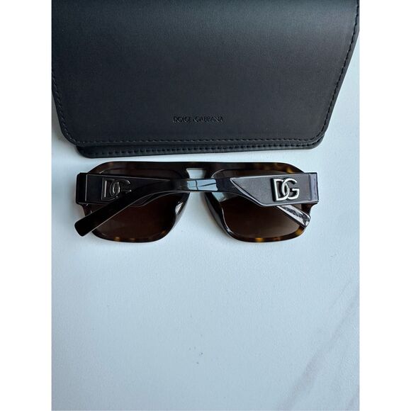 NWT Dolce & Gabbana Aviator Polarized 4403 Sunglasses Dark Brown Havana OS main image 4
